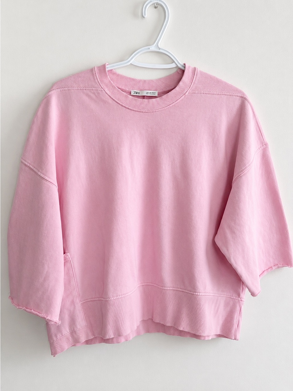 NWOT ZARA Women's Pink Boxy Crewneck Oversized Sweatshirt